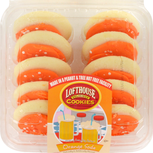 Lofthouse Orange Soda Frosted Sugar Cookies Perspective: front