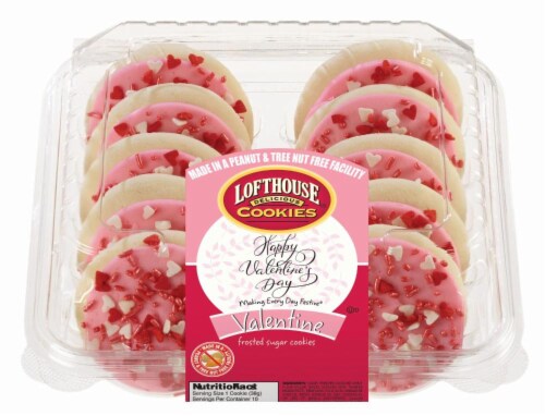 Lofthouse Valentine's Day Pastel Pink Frosted Sugar Cookies Perspective: front