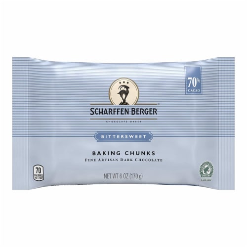 Scharffen Berger Bittersweet Chocolate Baking Chunks, 6 oz (Pack of 1) Perspective: front