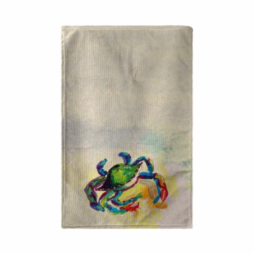 Betsy Drake KT267 Teal Crab Kitchen Towel Perspective: front