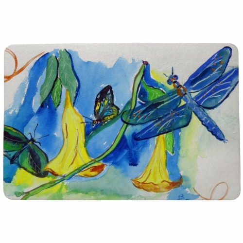 Betsy Drake DM813 Yellow Bells & Dragonfly Door Mat - 18 x 26 in. Perspective: front