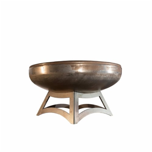 Ohio Flame OF36LTY-HB 36 dia. Liberty Natural Steel Hollow Base Fire Pit Perspective: front