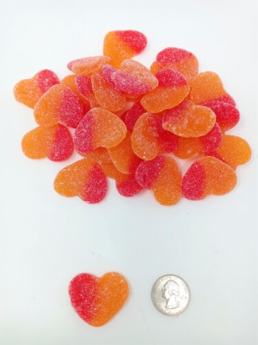 Gummi Peach Hearts 1 pound Gummy Valentine Candy Perspective: front