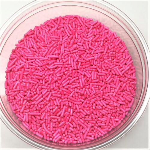 Sprinkles Pink Jimmies Bakery Topping 1 pound colored sprinkles Perspective: front
