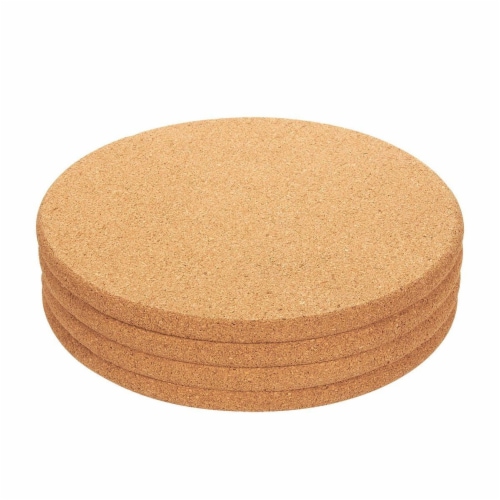4-Pack Round Cork Trivet Set - Hot Pads for Hot Pots, Pans, 9 x 9 x 0.5 Inches Perspective: front