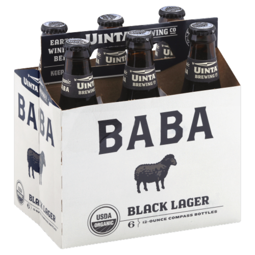 Uinta Brewing Co. Organic Baba Black Lager Perspective: front