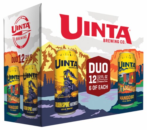 Uinta® Brewing Co. Duo Golden Spike and Mango Wheat Ale Perspective: front