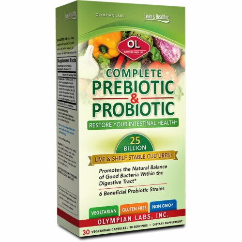 Olympian Labs Lean & Healthy Complete Prebiotic & Probiotic Dietary Supplement Perspective: front