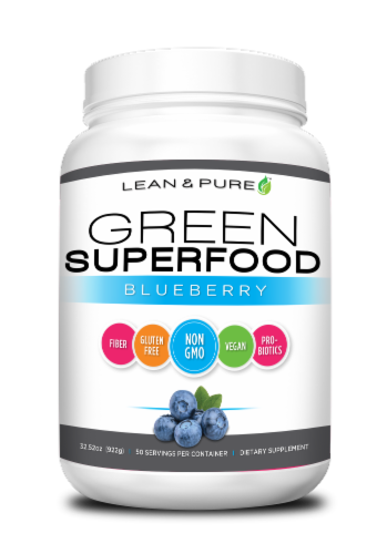 Lean & Pure Green Superfood Blueberry Dietary Supplement Perspective: front