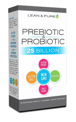 Lean & Pure Prebiotic & Probiotic Dietary Supplement Perspective: front