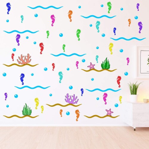 VWAQ Ocean Wall Stickers Seahorse Theme Removable Decals - PAS33 Perspective: front
