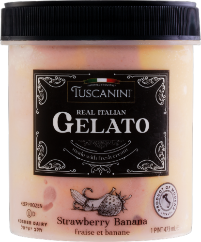Tuscanini Real Italian Strawberry Banana Gelato Pint Perspective: front
