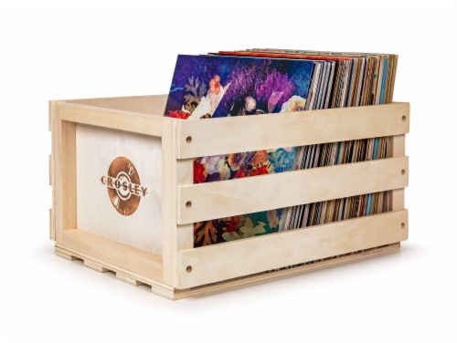 Crosley Record Storage Crate - Natural Perspective: front