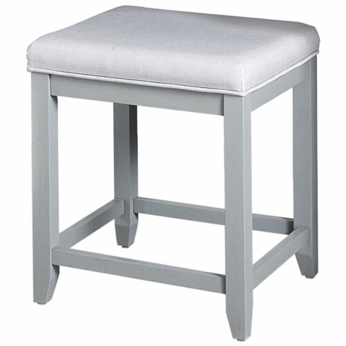 Furniture Vista Wood Vanity Stool in Gray-Crosley Perspective: front