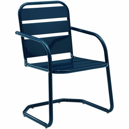 Brighton Homes Outdoor Metal Armchair Set - Blue Perspective: front