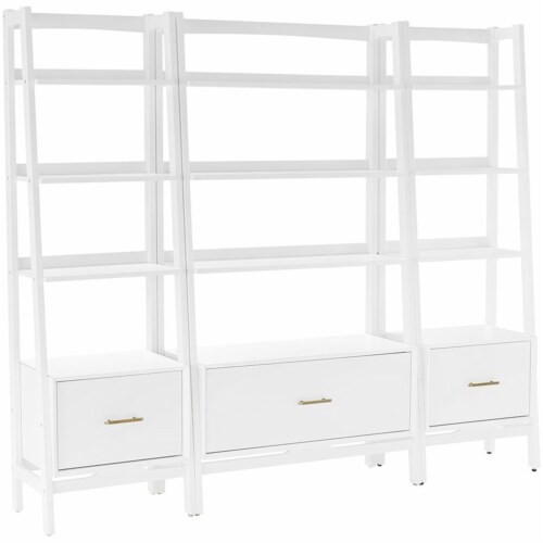 Crosley Landon 3 Piece 4 Shelf Etagere Bookcase Set in White 1 QFC