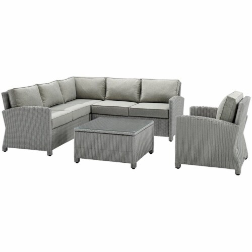 Crosley Bradenton 5 Piece Wicker Patio Sectional Set in Gray Perspective: front
