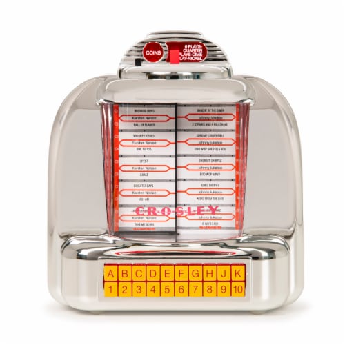 Crosley Electronics Diner Jukebox Radio - Silver Perspective: front