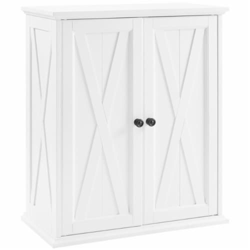 Crosley Clifton 2 Door Stackable Pantry in Distressed White Perspective: front