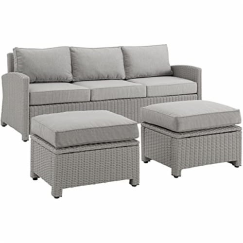 Crosley Furniture Bradenton 3piece Fabric Outdoor Sofa Set in Gray, 1