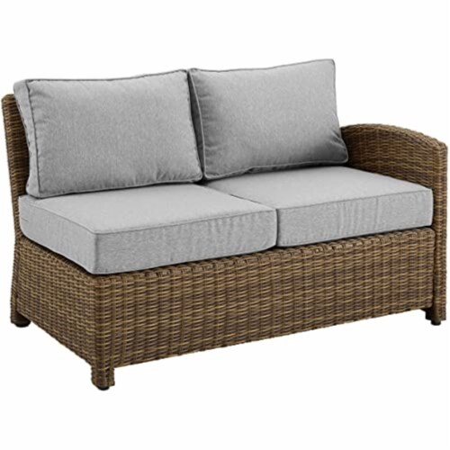 Crosley Furniture Bradenton Fabric Sectional Right Side Loveseat in Gray/Brown Perspective: front