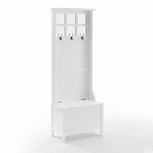 Crosley Furniture Plymouth 26 Coastal Wood Hall Tree White in White Perspective: front