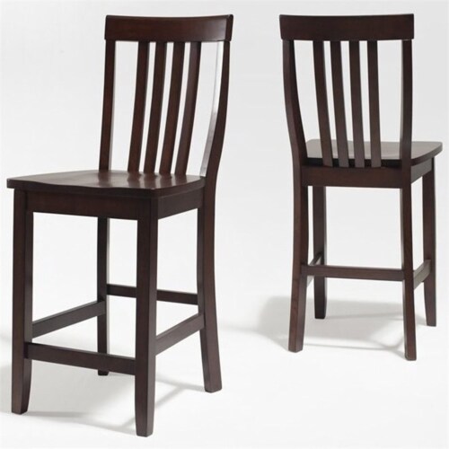 Crosley Mahogany School House Stool Set Perspective: front