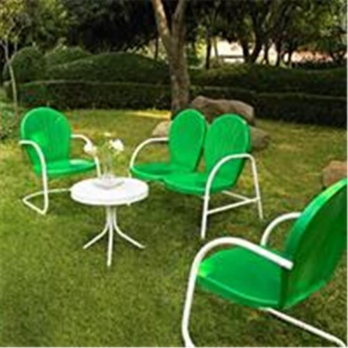 Loveseat 2 Chairs in Grasshopper Green Finish with Side Table in