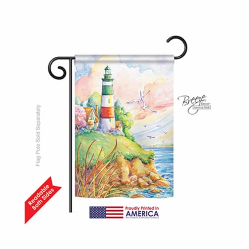 Breeze Decor 56064 Beach & Nautical Cliff Lighthouse 2-Sided Impression Garden Flag - 13 x 18 Perspective: front