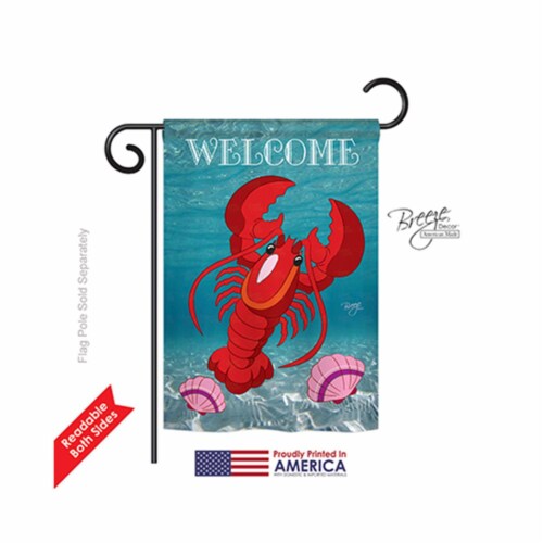 Breeze Decor 57026 Beach & Nautical Lobster 2-Sided Impression Garden Flag - 13 x 18.5 in. Perspective: front