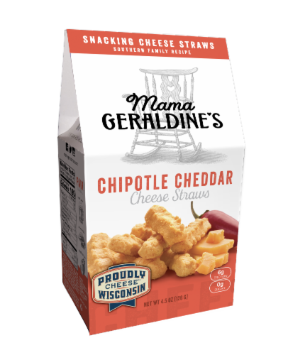 Mama Geraldine's Chipotle Cheddar Cheese Straws Perspective: front