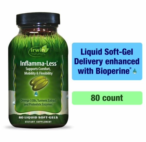 Irwin Naturals Inflamma-Les Supplement Liquid Soft-Gels 80 Count Perspective: front