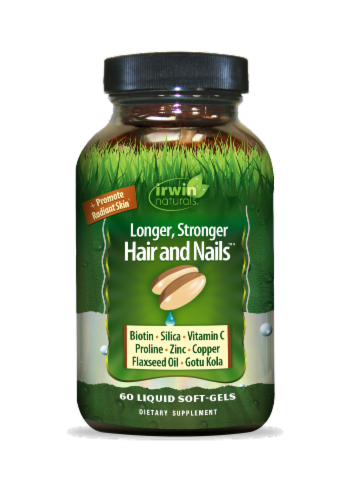 Irwin Naturals Skin & Hair + Nails Supplement Liquid Soft-Gels 60 Count Perspective: front