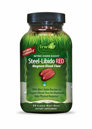 Irwin Naturals® Steel-Libido Red® magnum Blood-Flow Dietary Supplement Liquid Soft-Gels Perspective: front