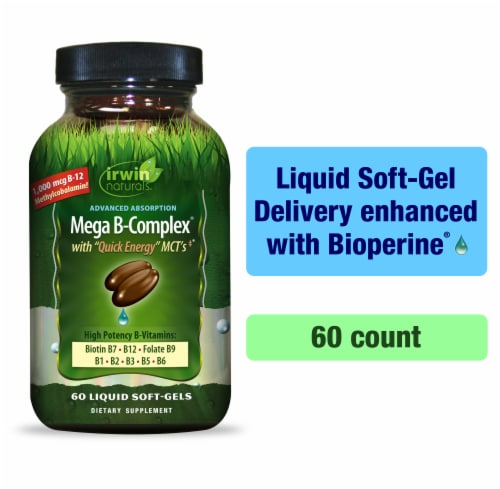 Irwin Naturals Mega B-Complex Perspective: front