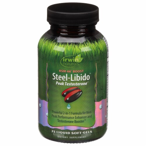 Irwin Naturals Steel Libido Peak Testosterone Liquid Soft-Gels Perspective: front