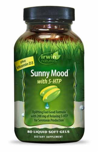 Irwin Naturals Sunny Mood 5-HTP Dietary Supplement Liquid Soft-Gels Perspective: front