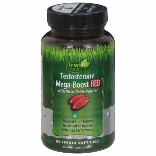 Irwin Naturals Testosterone Mega-Boost Red Liquid Softgels Perspective: front