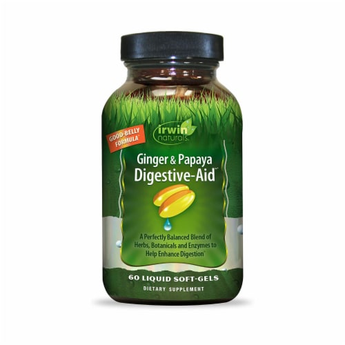 Irwin Naturals Ginger & Papaya Digestive-Aid Liquid Soft-Gels Perspective: front
