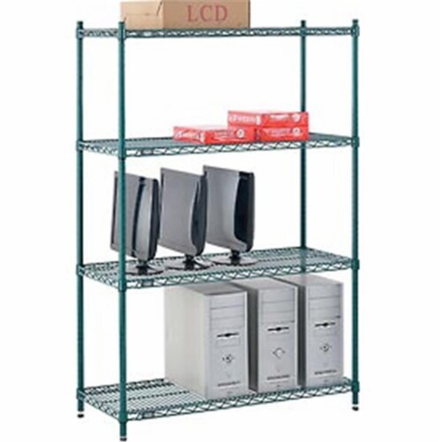 Global Industrial 18426G 42 x 18 x 63 in. Nexel Poly-Z-Brite Wire Shelving, Green Perspective: front
