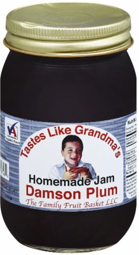 The Family Fruit Basket Homemade Damson Plum Jam Perspective: front