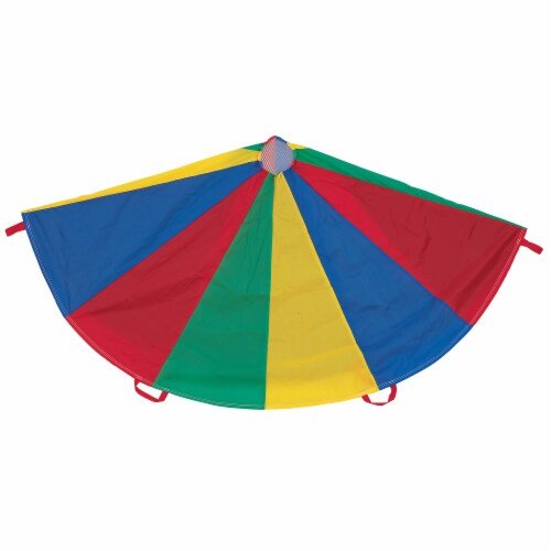 Nylon Multicolor Parachute, 12 ft dia, 12 Handles Nylon Multicolor Parachute, 12 ft dia, 12 Handles