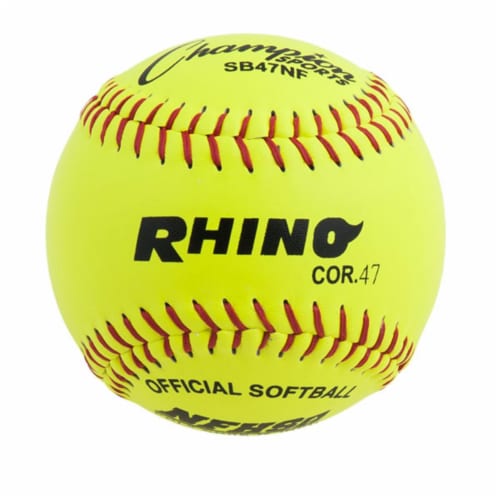 Champion Sports SB47NF 12 in. Leather Cover Poly Softball, Optic Yellow Red, 1 - QFC