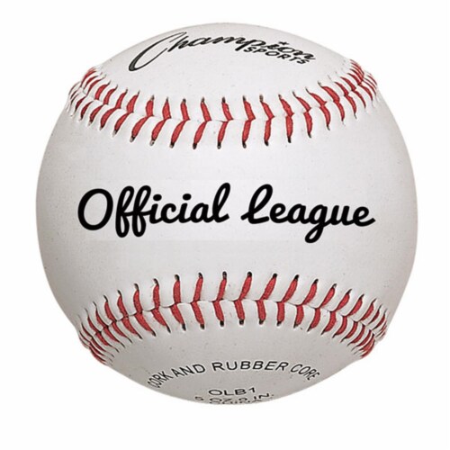 Champion Sports OLB1 3 in. Premium Leather Official League Baseball, White & Red - Pack of 12 Perspective: front