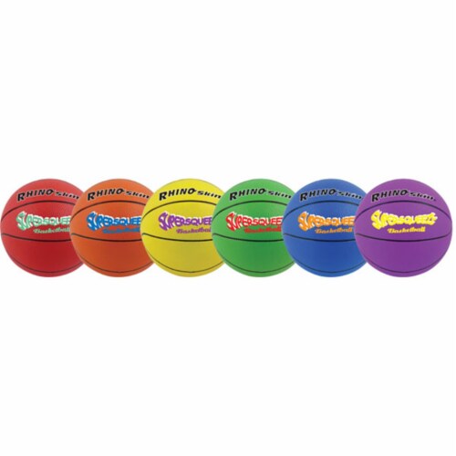 Champion Sports SQBBSET Rhino Skin Super Squeeze Basketball Set, Multicolor - Set of 6 Perspective: front