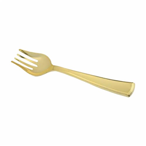 Gold Disposable Plastic Serving Forks (60 Serving Forks) Perspective: front