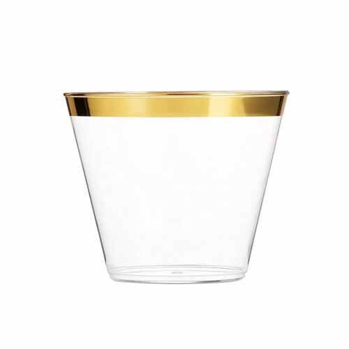 9 oz. Clear with Metallic Gold Rim Round Disposable Plastic Cups (240 ...