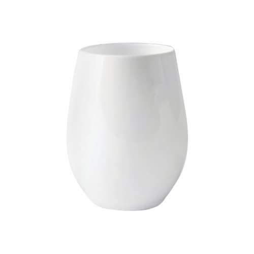 12 oz. Solid White Elegant Stemless Plastic Wine Glasses (64 Glasses) Perspective: front