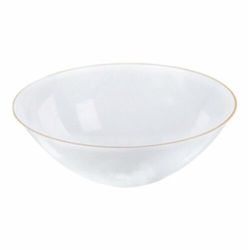 32 oz. Clear with Gold Rim Organic Round Disposable Plastic Bowls (60 ...