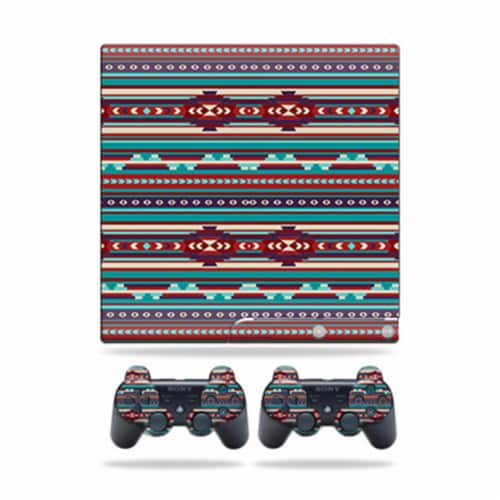 MightySkins PS3SLIM-Southwest Stripes Skin for Sony Playstation 3 PS3 Slim Plus 2 Controllers Perspective: front